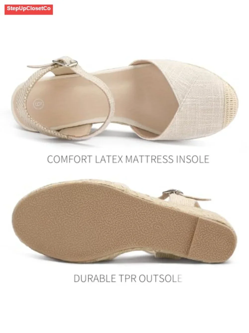 Closed Toe Platform Sandals Wedge Espadrilles Ankle Strap Buckle